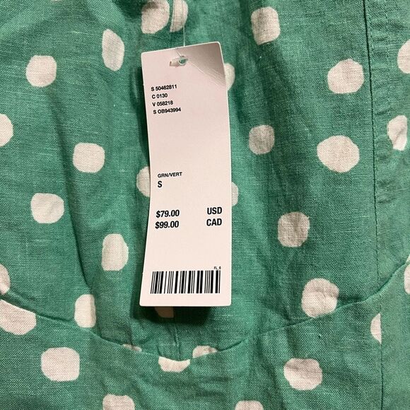 Urban Outfitters Green and White Linen Blend Polka Dot Dress Size S-NWT - Picture 3 of 6
